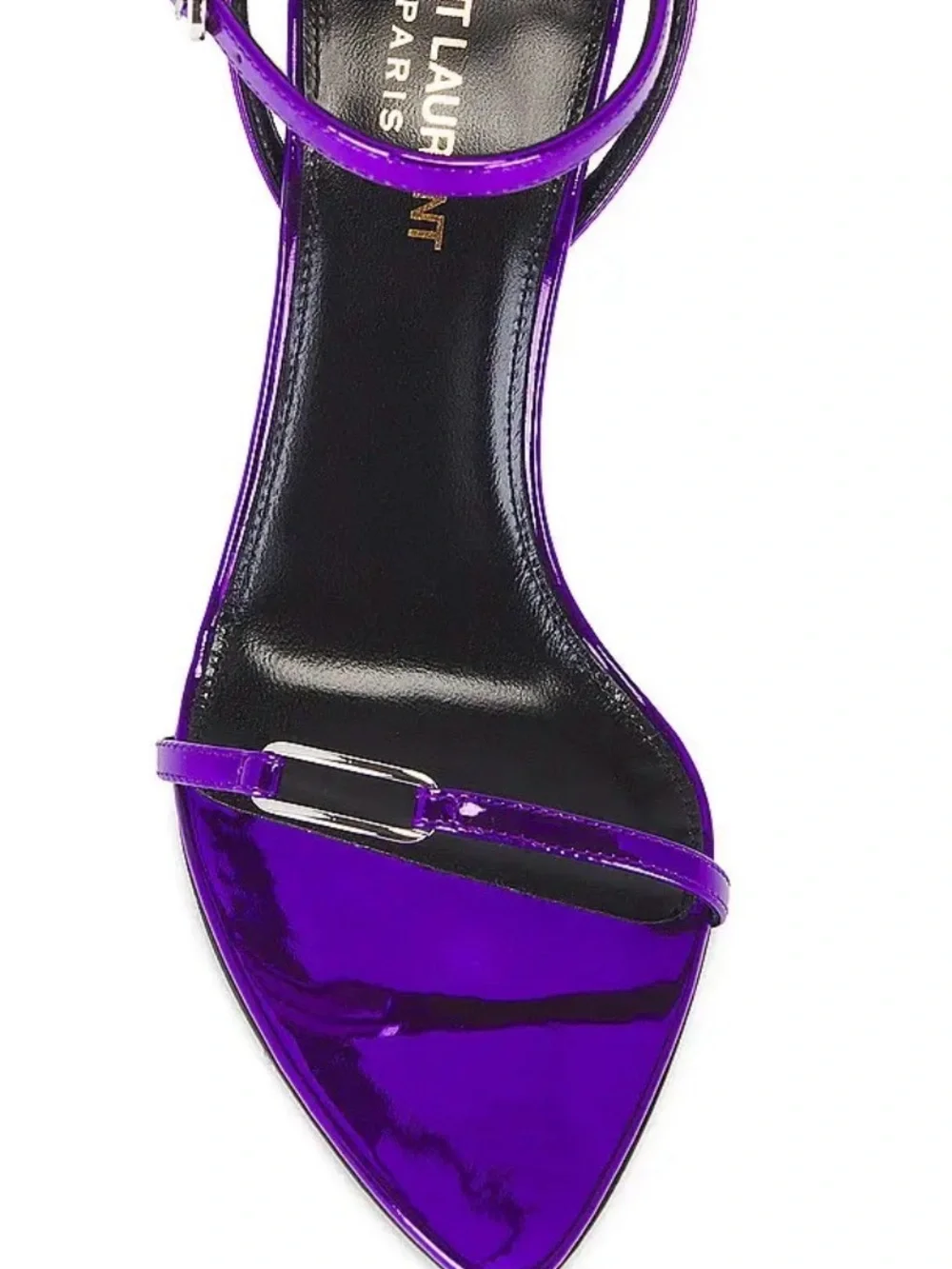 Saint Laurent Kitty 75 Metallic Plum Violet Sandals Heels 38.5 NIB - Picture 7 of 14